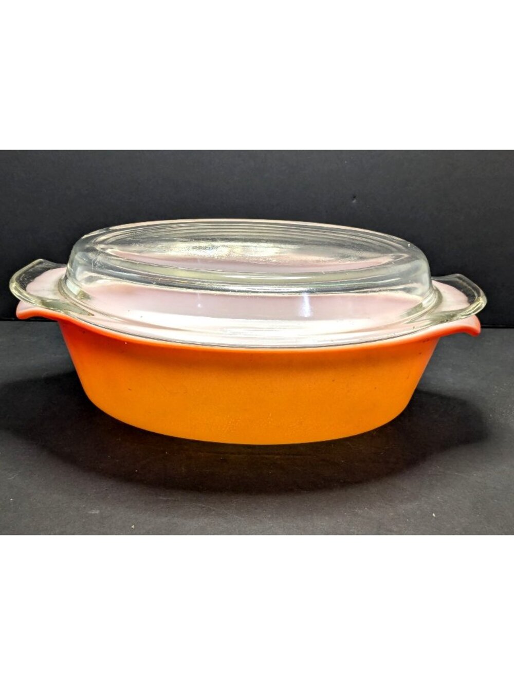 Vintage Anchor Hocking Fire King Orange Ombré 1.5 QT Casserole Dish w/Lid #433